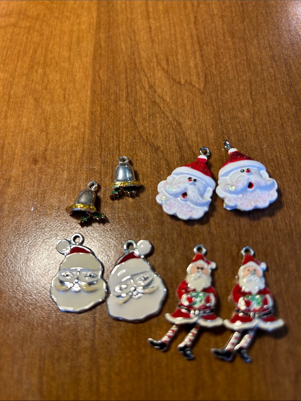 Santa and Bell Holiday Charms - Red and White